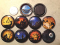 Halloween Pinback Buttons: Spooky Nighttime Scenes, Various Sizes