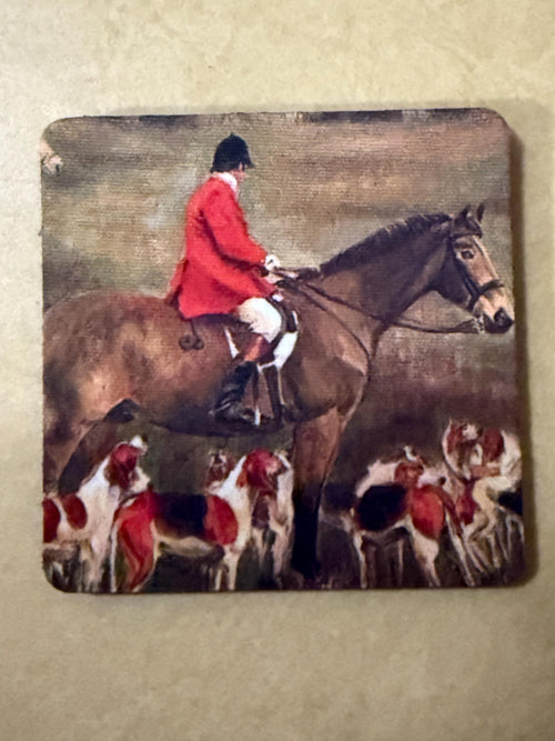 2 Coasters with Pictures of Equestrian Fox Hunting images