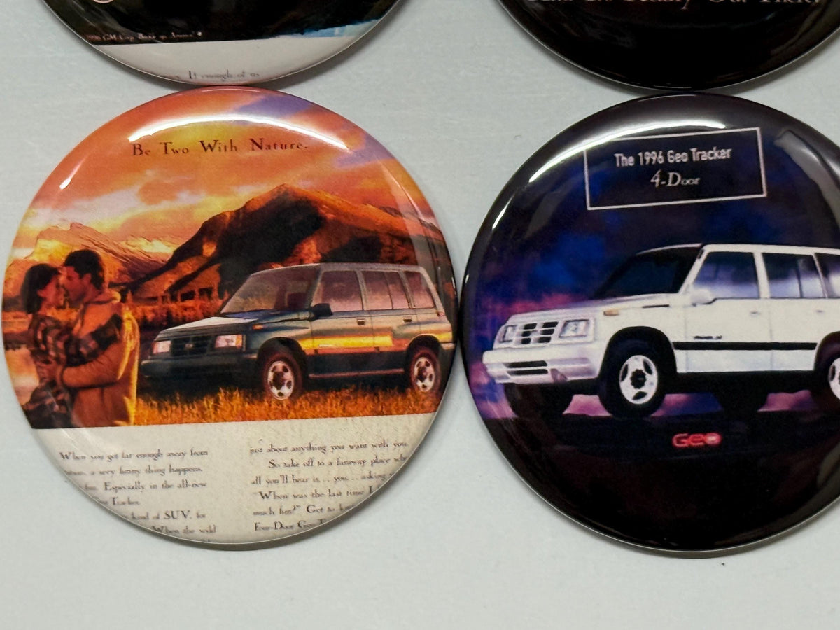 Geo Tracker 4 Door Magnets: Car Lover Gift, Pinbacks, Flatbacks