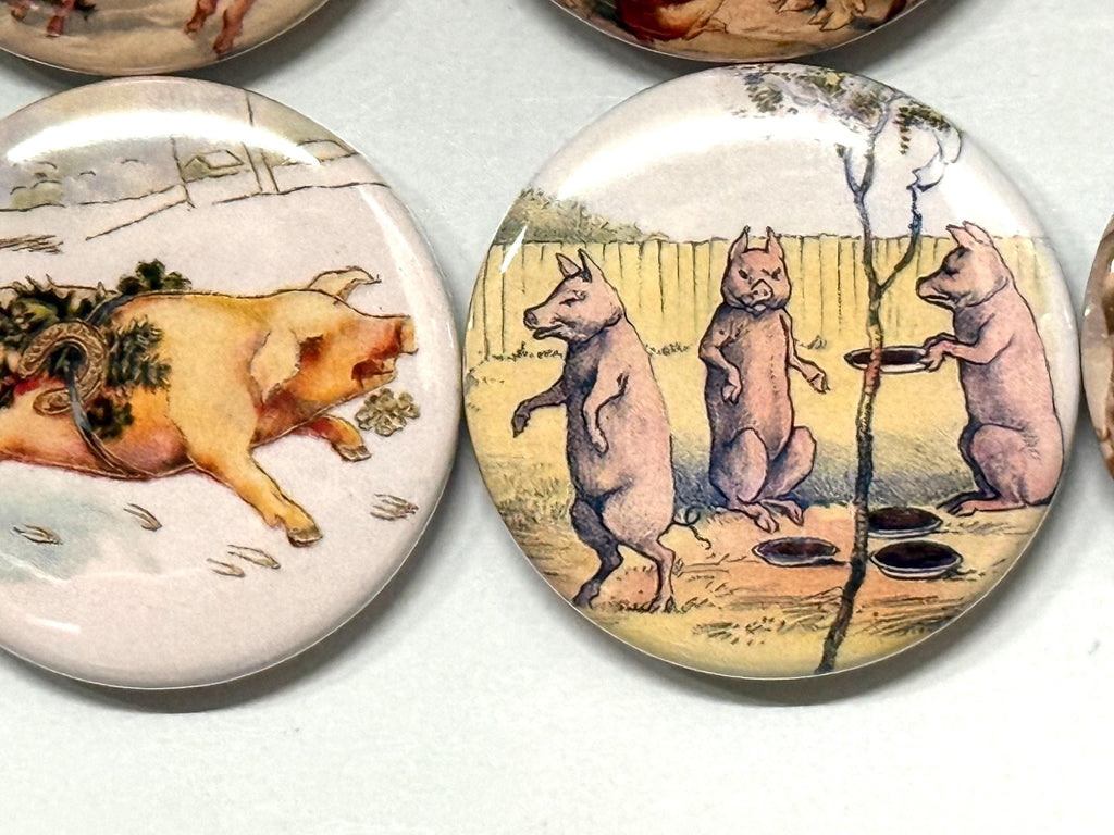 6 Pig Fridge magnets or pinbacks and more.  You choose the size and style. S1