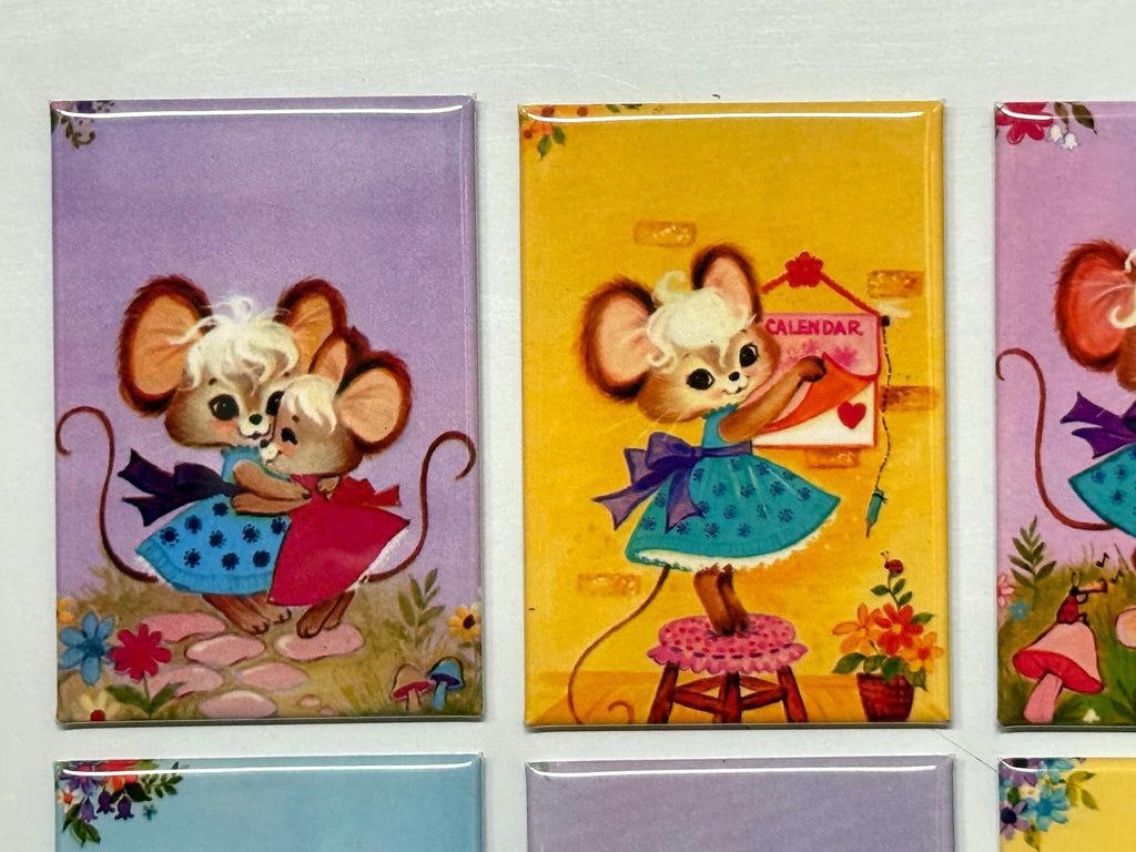 Retro Mice, Fridge magnets or pinback buttons  2x3 inch