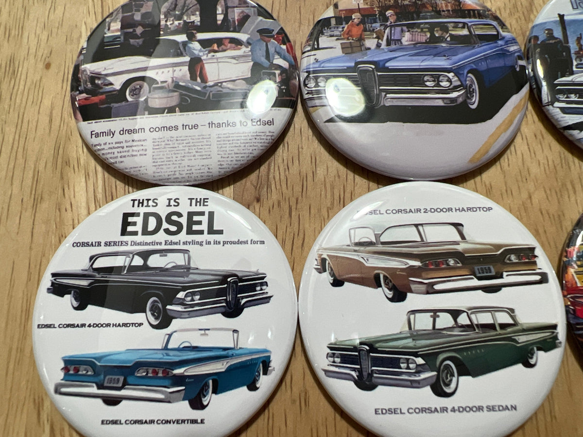 Ford Edsel Corsair Buttons: Pinback, Magnet, Flatback & More