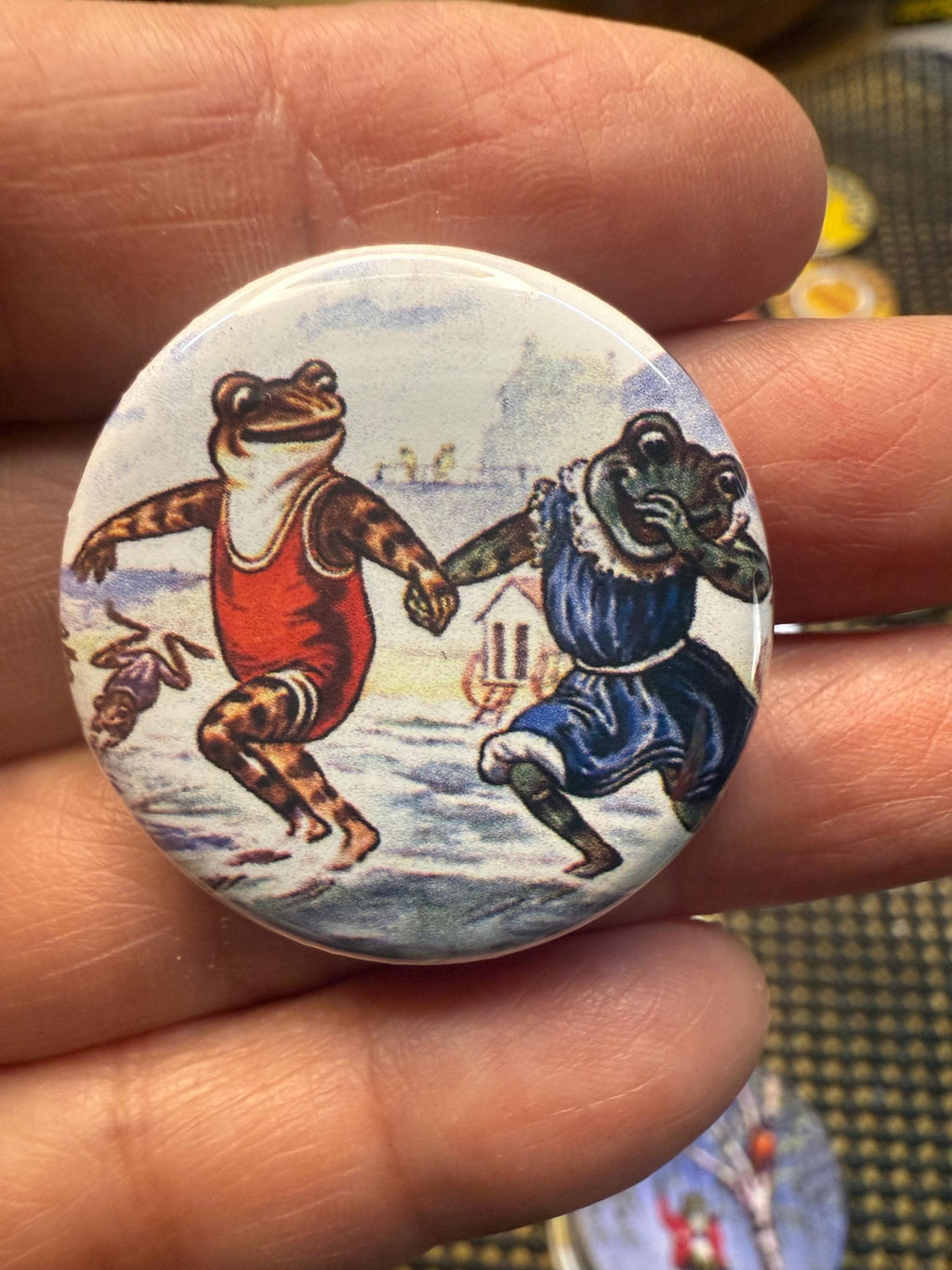 Vintage Frog Magnet Set: Reptile Toad Picture Buttons