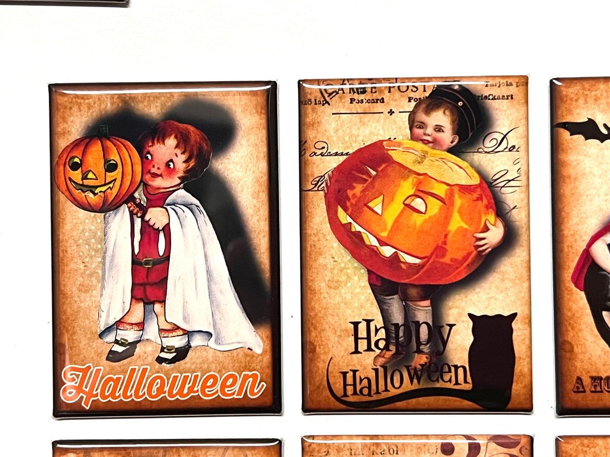 6 vintage halloween fridge magnets size 2x3"