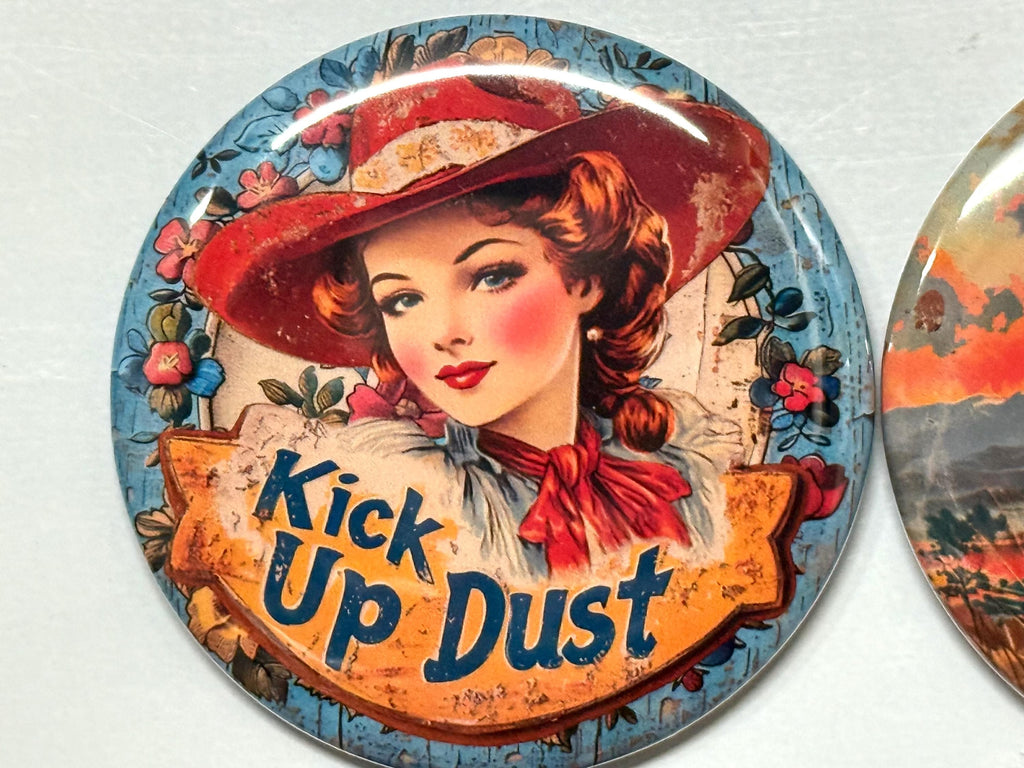 6 Cowgirl Fridge Magnets, pinbacks, flatbacks and more.  Choose your size/style. (s3)