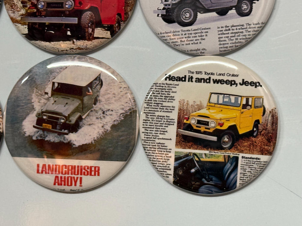 6 Toyota Land Cruiser, Pin-back buttons or Magnet Buttons. Several sizes/styles available (set2)