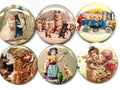 6 Pig Buttons: Vintage Style Pinbacks, Magnets, Keychains