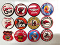 Vintage Gas Station Sign Buttons - Set of 12