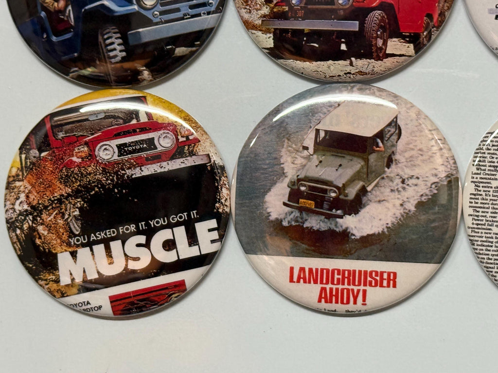 6 Toyota Land Cruiser, Pin-back buttons or Magnet Buttons. Several sizes/styles available (set2)