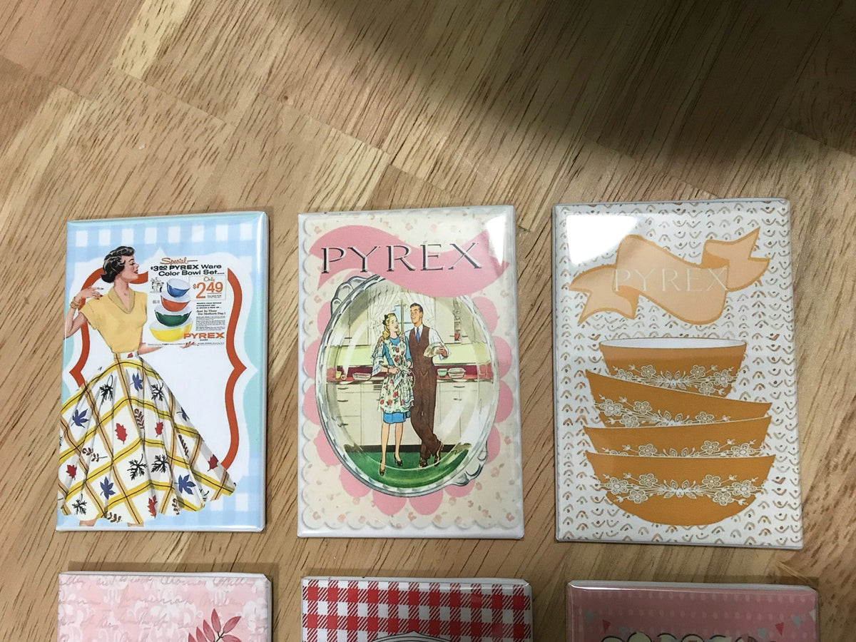 Pyrex Fridge magnets 2x3 inch Vintage Pyrex ads Set 2