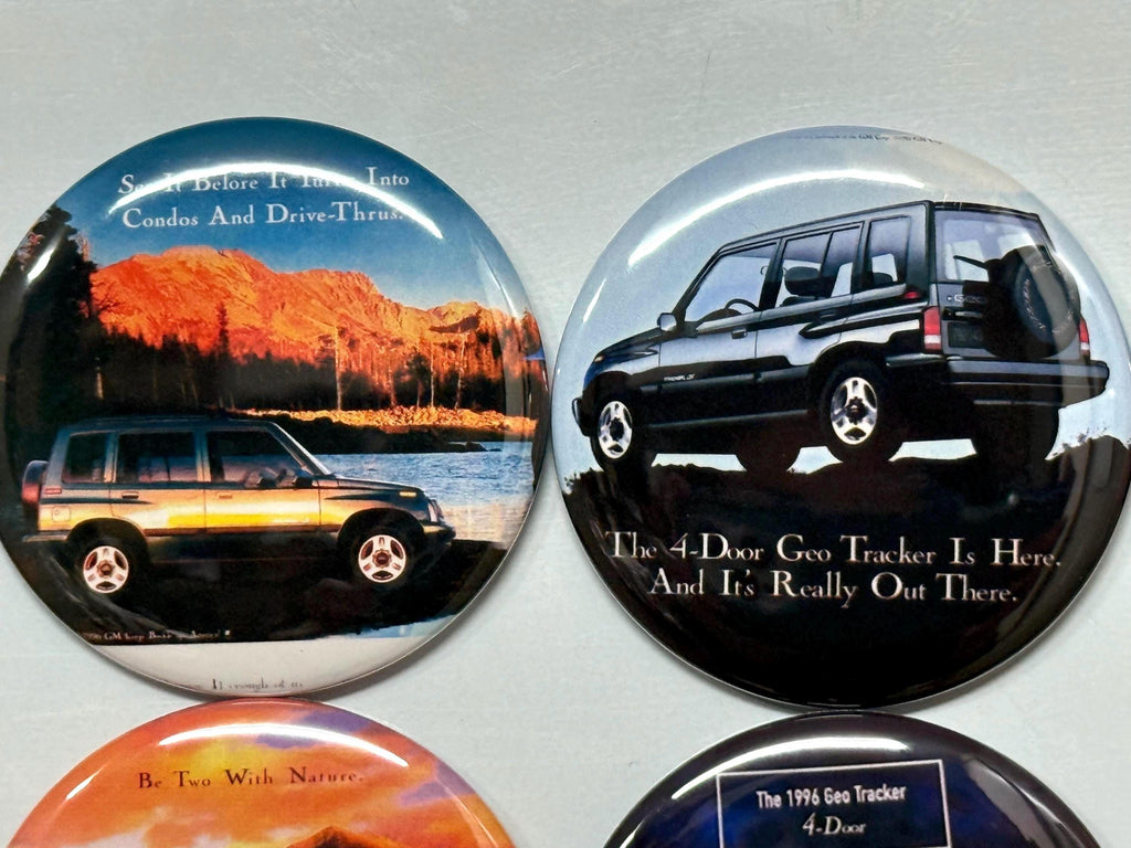 Geo Tracker 4 Door Magnets: Car Lover Gift, Pinbacks, Flatbacks