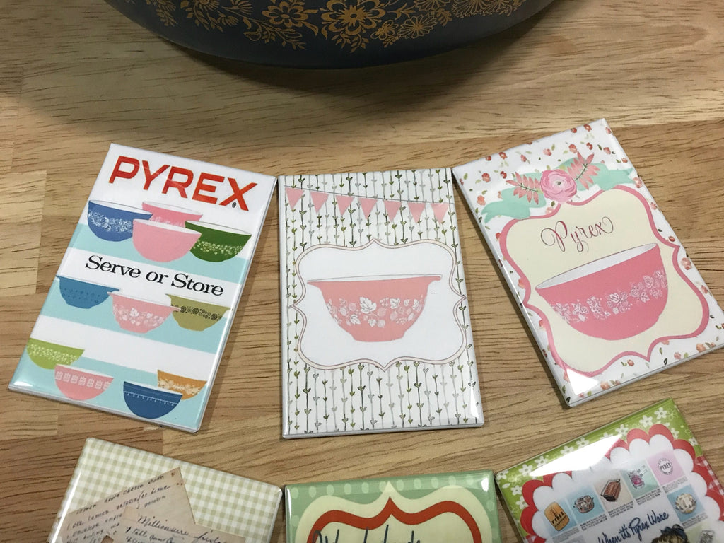 Pyrex Fridge magnets 2x3 inch Vintage Pyrex ads Set 3