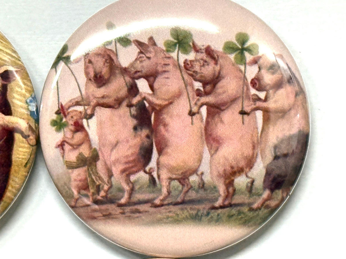Pig Magnets or Pinbacks - Set of 6 - Choose Size & Style