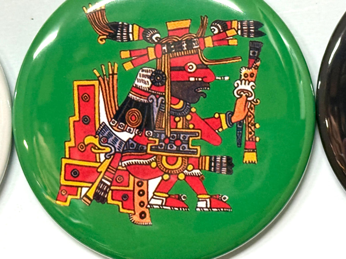 8 Aztec Buttons.  Your choice of pinbacks, flatbacks or magnet buttons