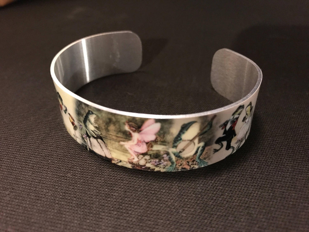 Frog Toad Aluminum Cuff Bracelet: Custom Dyed Art