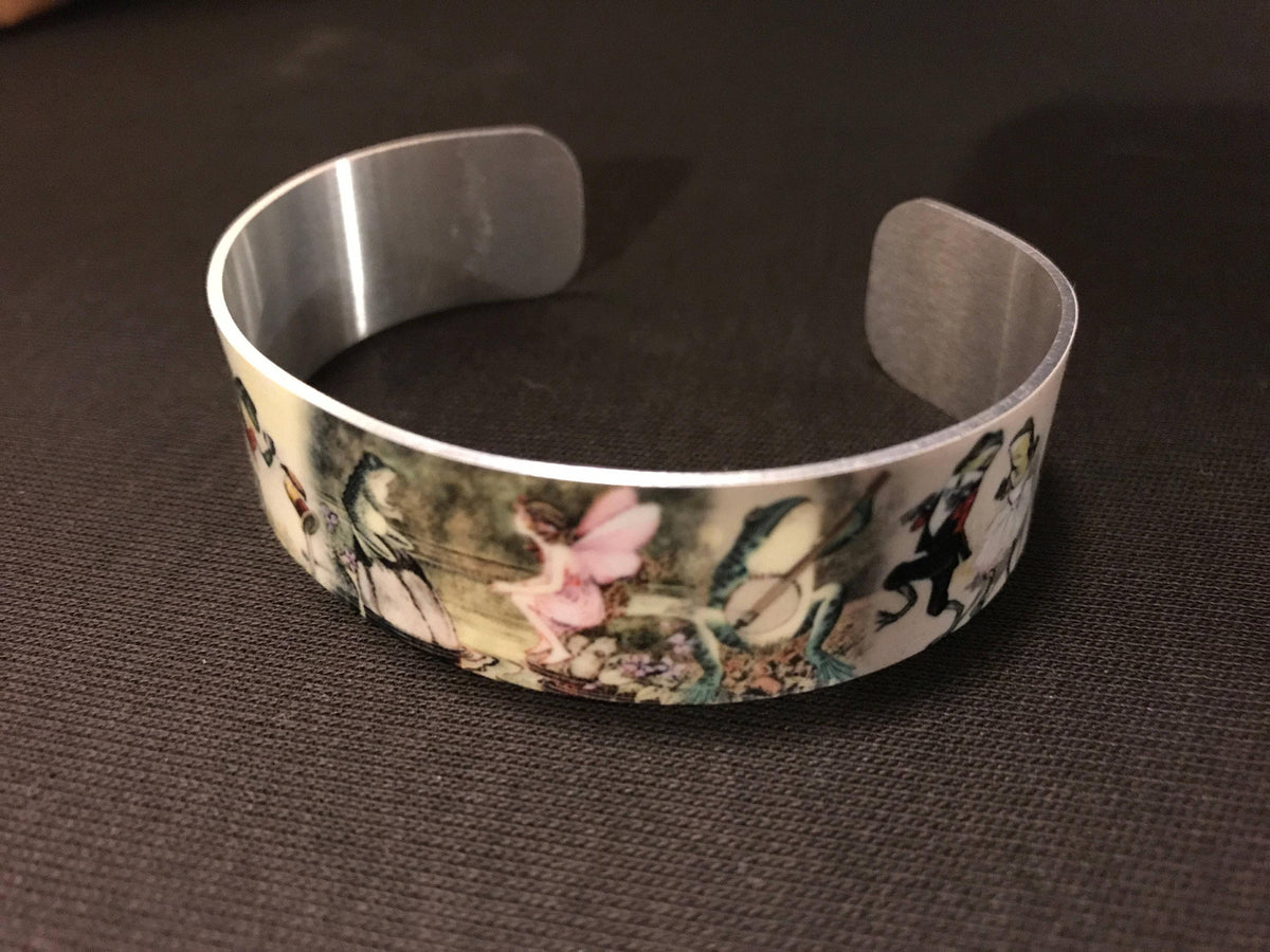Frog Toad Aluminum Cuff Bracelet: Custom Dyed Art