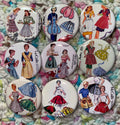 Apron Buttons: Vintage Sewing Pattern Pinbacks, Magnets, Flatbacks