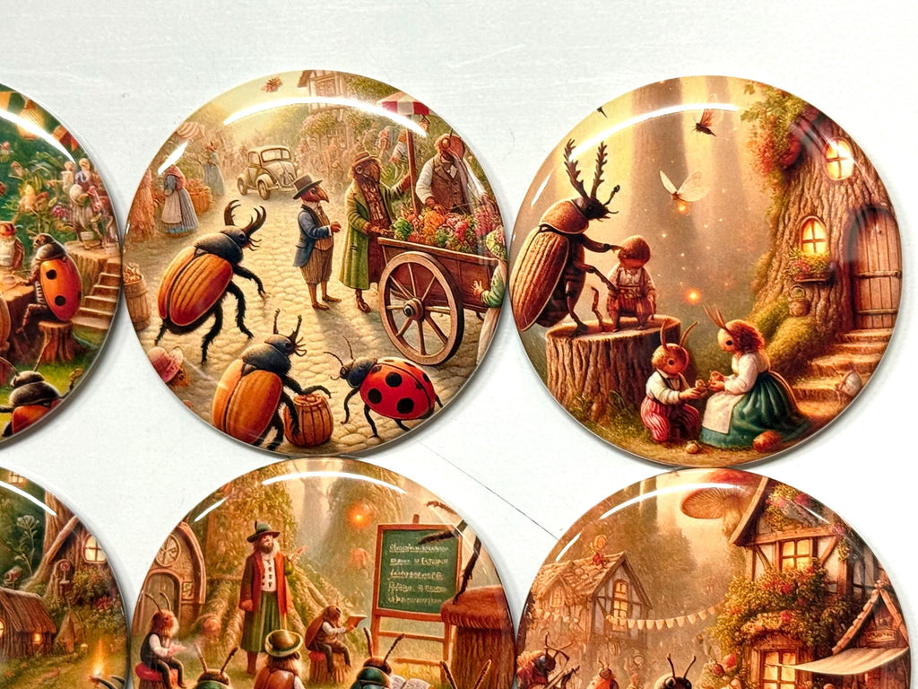 Magical Beetle Fridge Magnets: Storybook Pinback Buttons