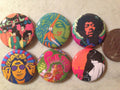 Retro Music Buttons: 6-Piece Set, Flatback, Pinback, Magnet Options
