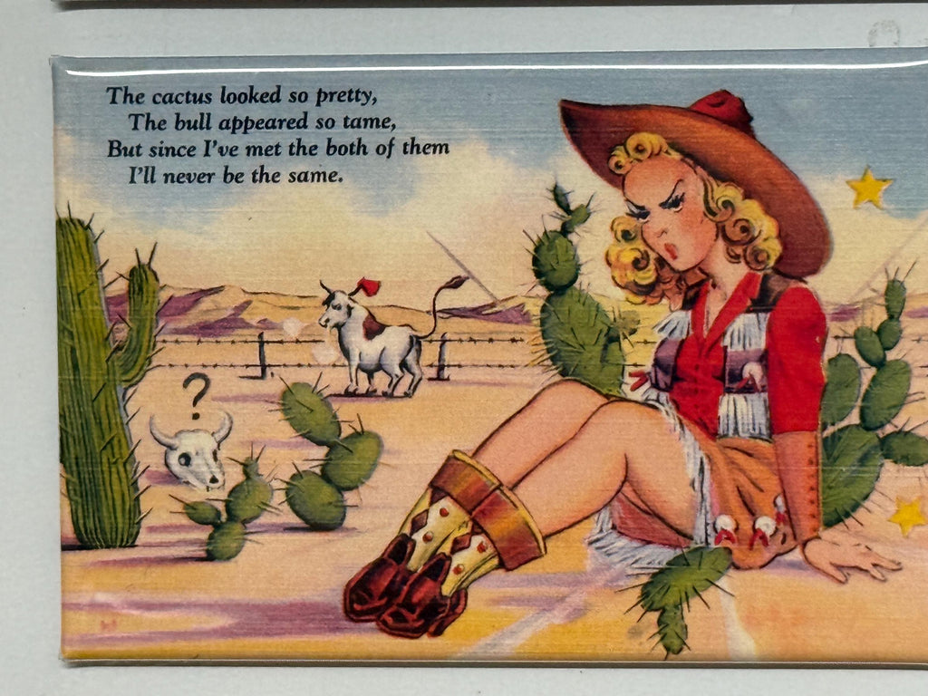 6 vintage old west post cards fridge magnets size 2x3"