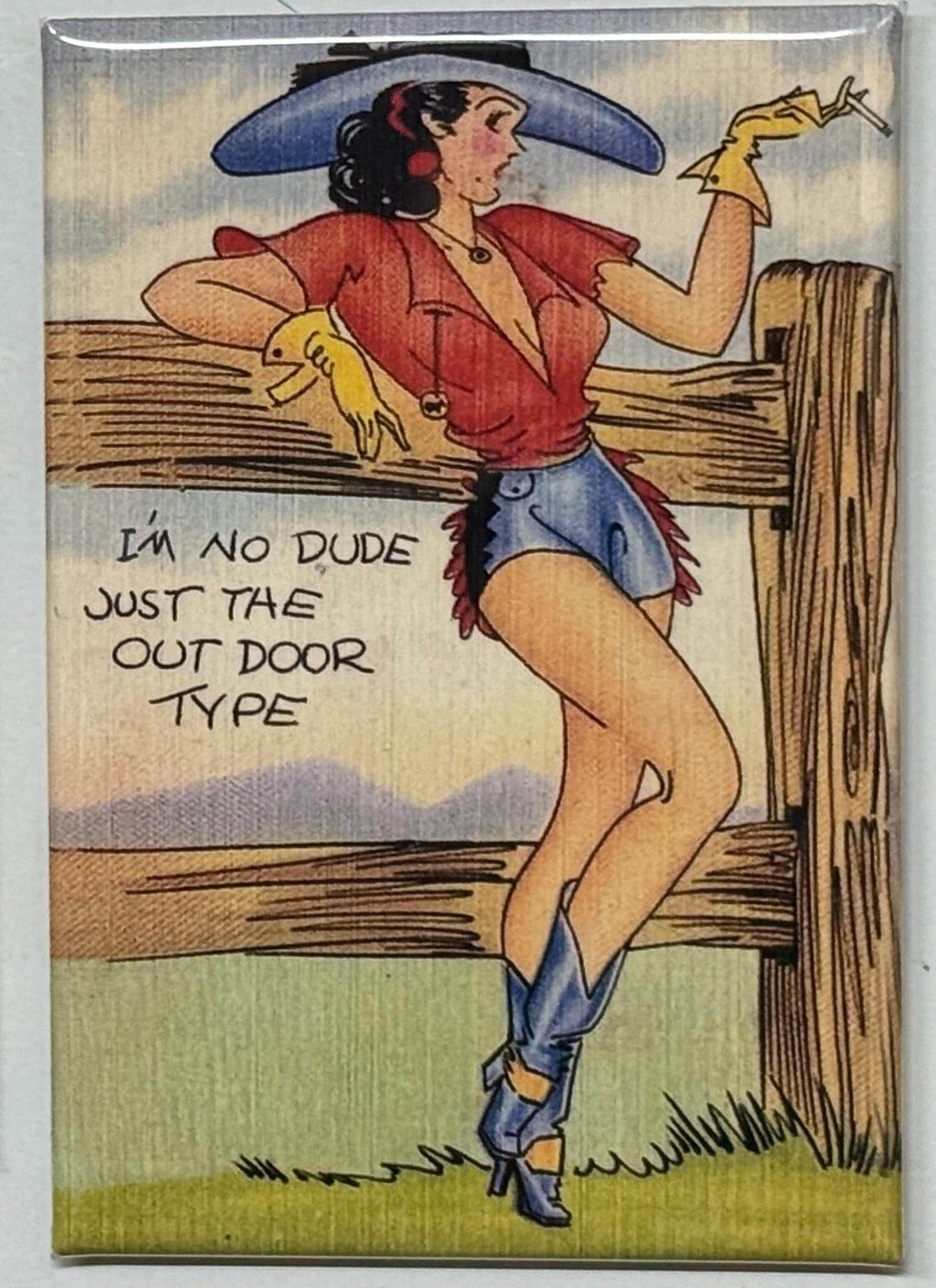 6 vintage old west post cards fridge magnets size 2x3"