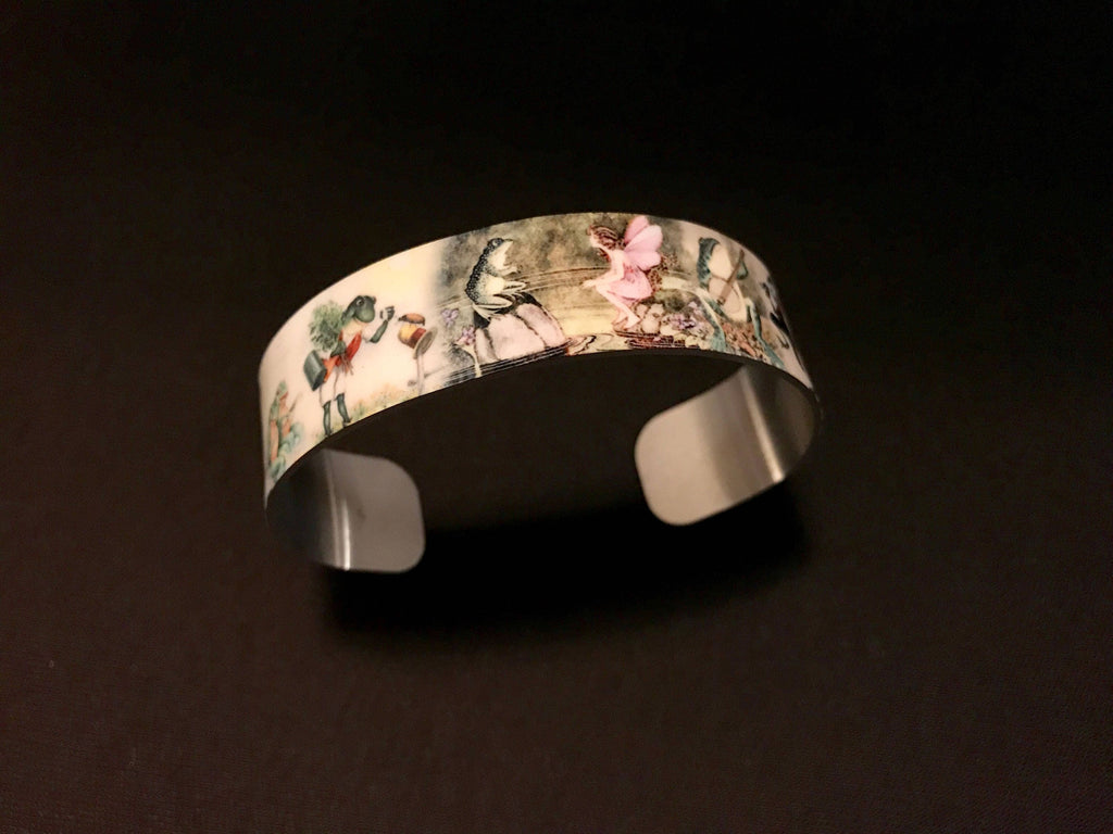 Frog Toad Aluminum Cuff Bracelet: Custom Dyed Art