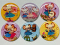 6 Retro Mice, pinbacks, flatbacks, magnets and more. Choose your size/style.