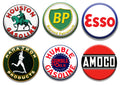 Vintage Gas Station Sign Buttons: BP, Esso, Amoco & More