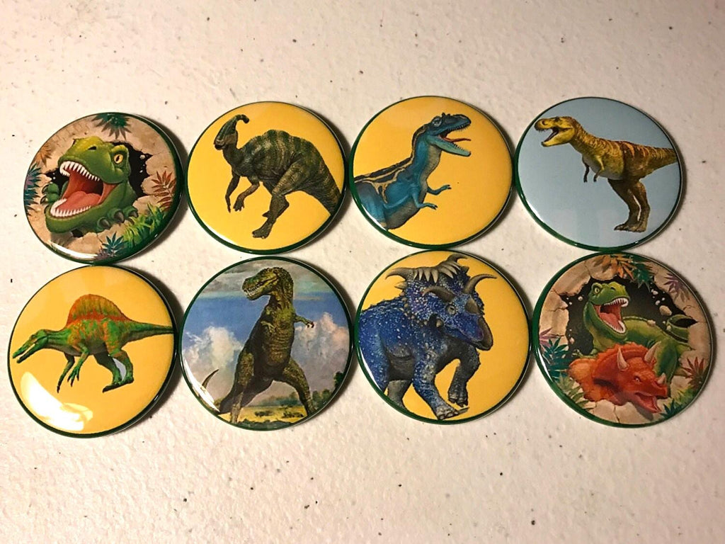 Dinosaur Pinback Buttons: Colorful Party Favors - Choose Your Size