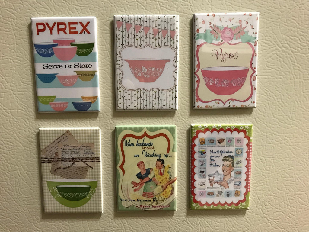 Pyrex Fridge magnets 2x3 inch Vintage Pyrex ads Set 3