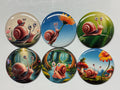 6 Snail Fridge Magnets, pinbacks, flatbacks and more.  Choose your size/style. (s1)