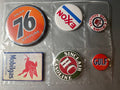 6 Gas Station Button Magnets, different sizes setB