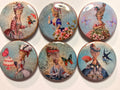 6 Marie Antoinette Shabby Chic Fridge Magnets.  Choose your size/style.