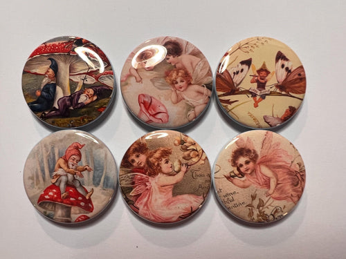 6 Fairy and Gnomes Fridge Magnets.  Choose your size/style. (S1)