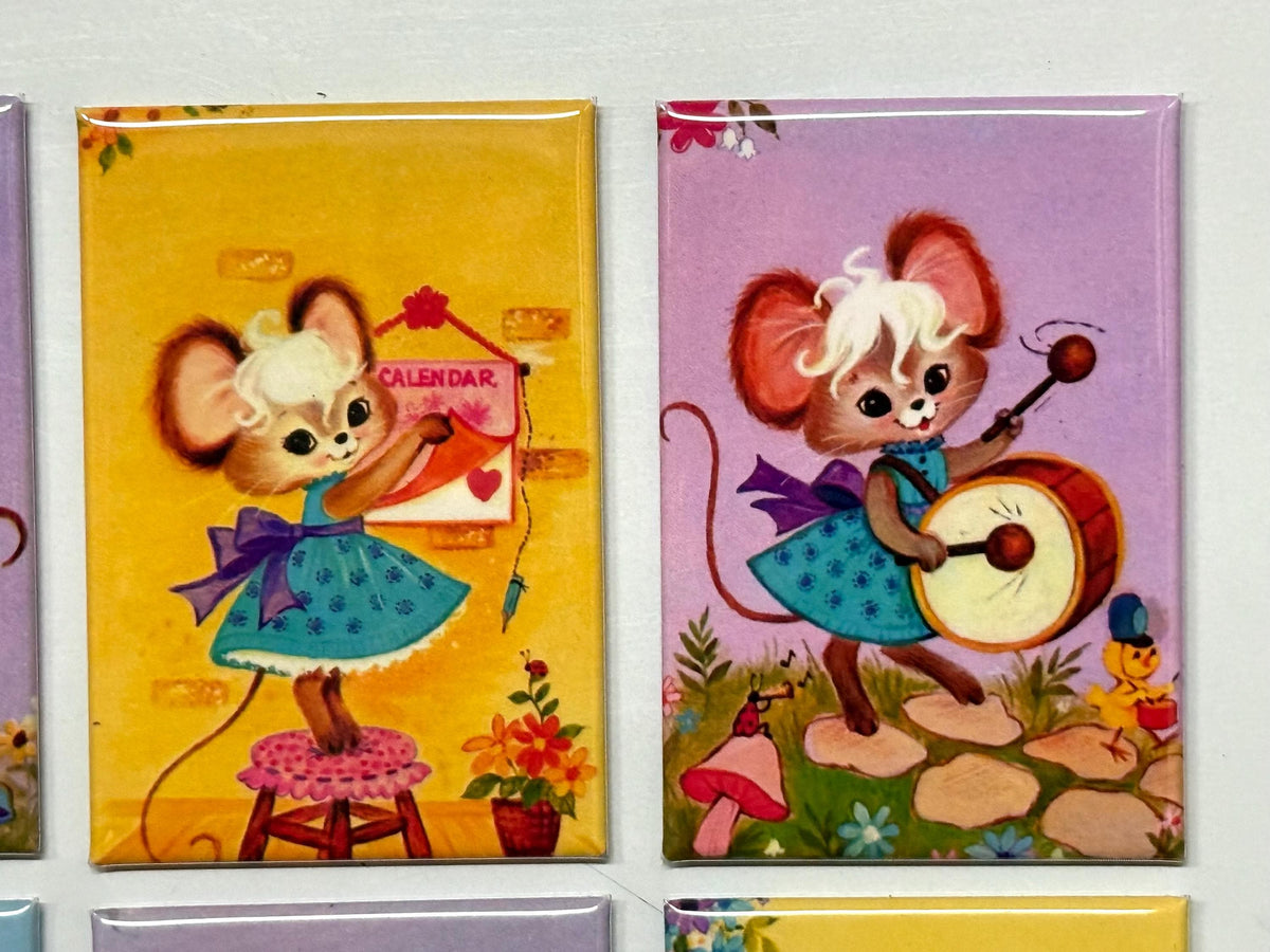 Retro Mice, Fridge magnets or pinback buttons  2x3 inch
