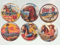 6 Cowgirl Fridge Magnets, pinbacks, flatbacks and more.  Choose your size/style. (s6)