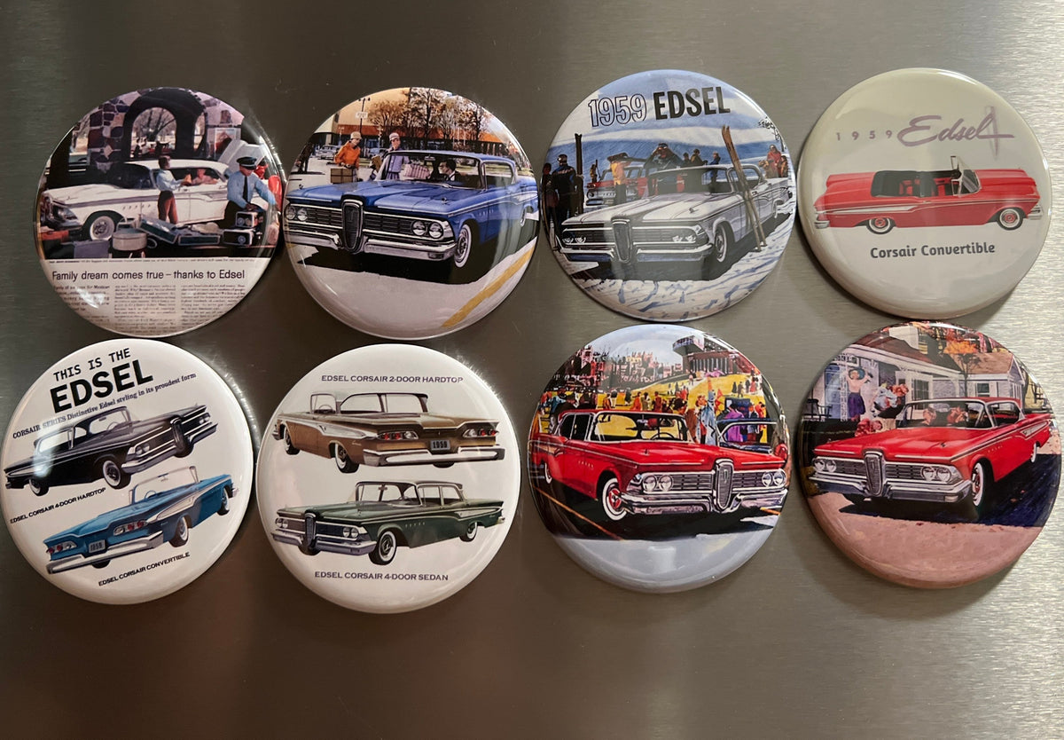 Ford Edsel Corsair Buttons: Pinback, Magnet, Flatback & More