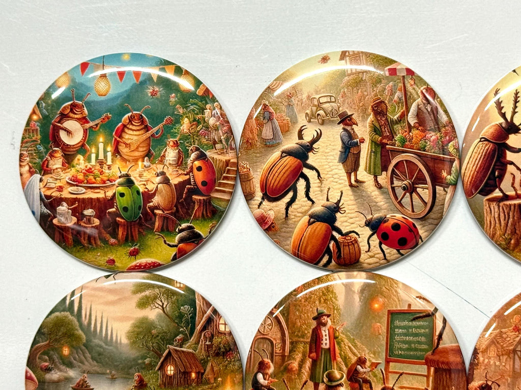 Magical Beetle Fridge Magnets: Storybook Pinback Buttons