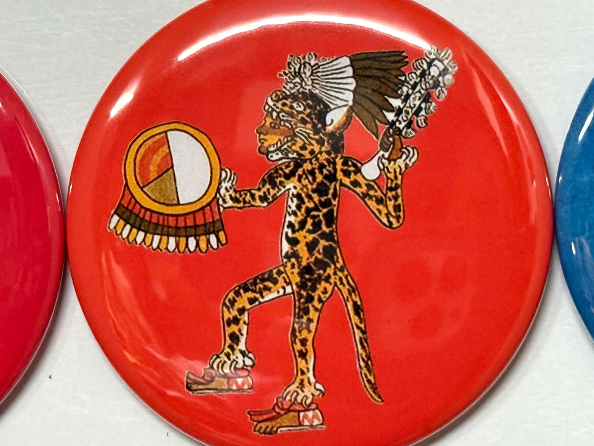 8 Aztec Buttons.  Your choice of pinbacks, flatbacks or magnet buttons