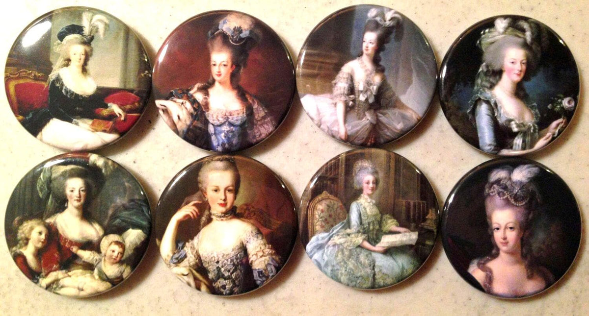 Marie Antoinette Magnets: Vintage Portrait Buttons, Pinbacks, Flatbacks