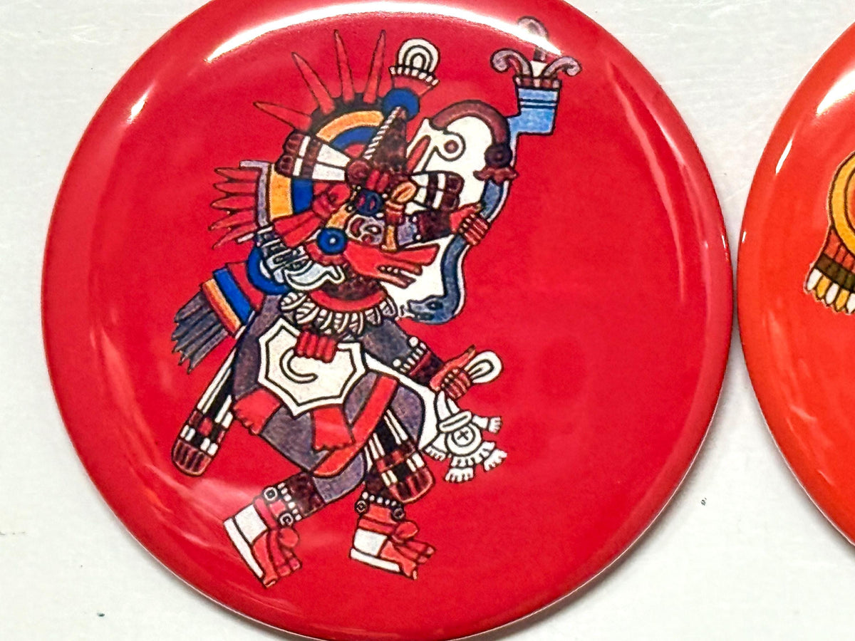 8 Aztec Buttons.  Your choice of pinbacks, flatbacks or magnet buttons