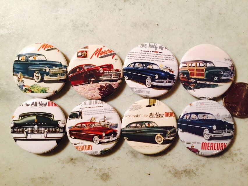 8 Mercury Buttons Vintage Retro Set 2 Several Button Sizes and Styles