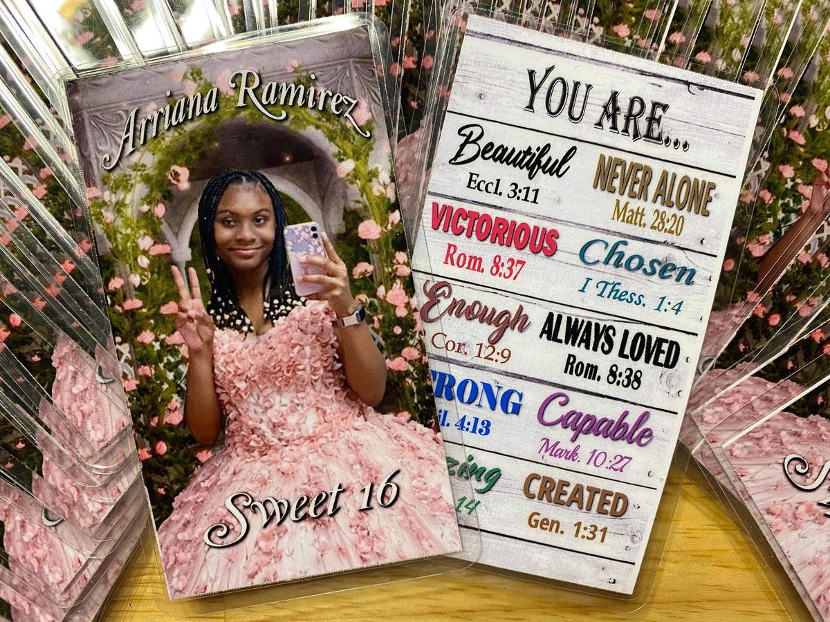 Custom Laminated Memorial Card: Funeral, Sweet 16, Event