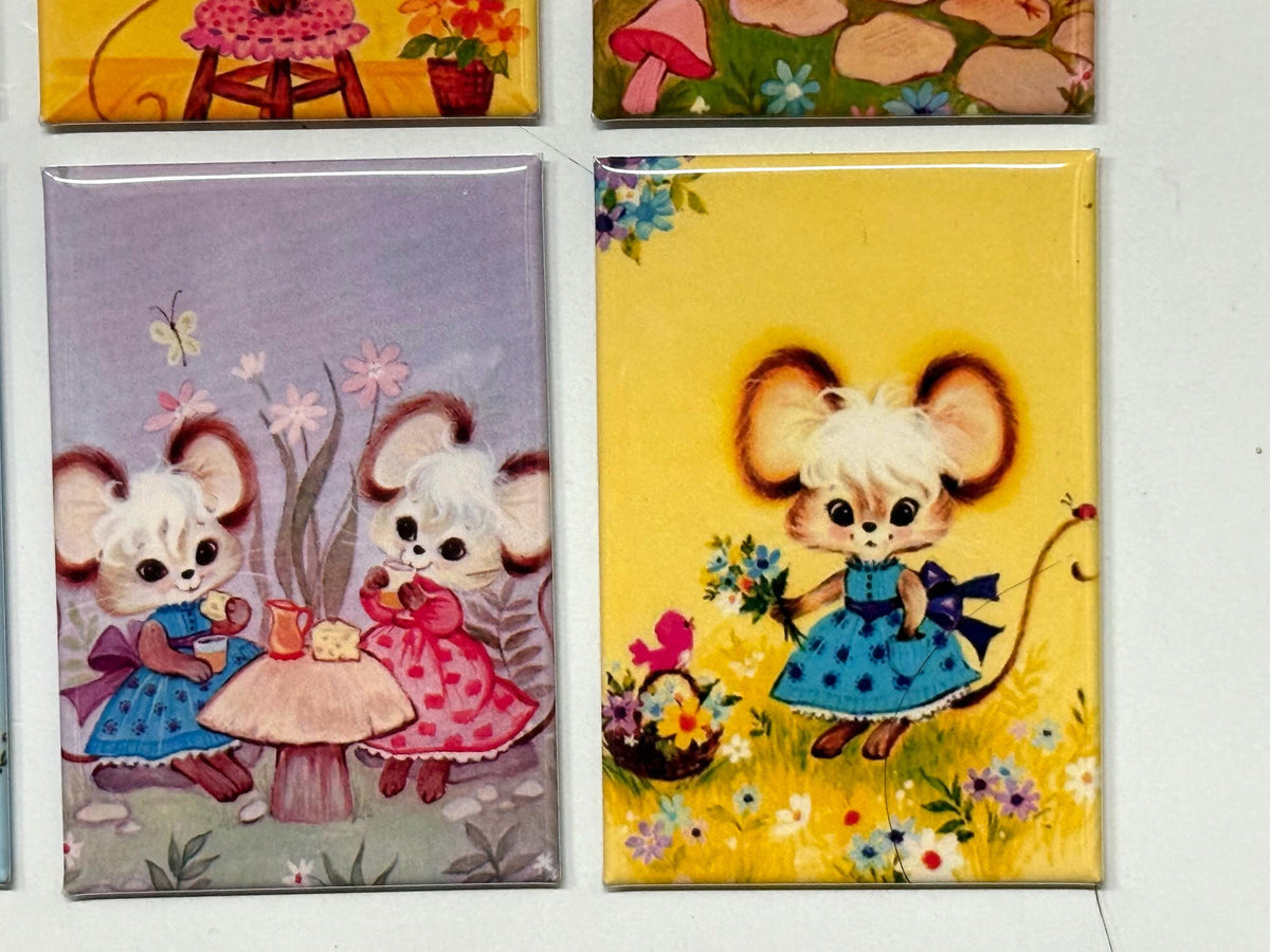 Retro Mice, Fridge magnets or pinback buttons  2x3 inch