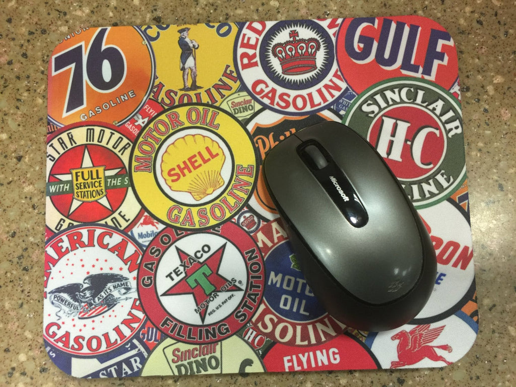 Vintage Gas Station Signs Mousepad: Customizable Artwork
