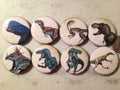 Dinosaur Buttons Set: Pinbacks, Magnets, Flatbacks - Set 1