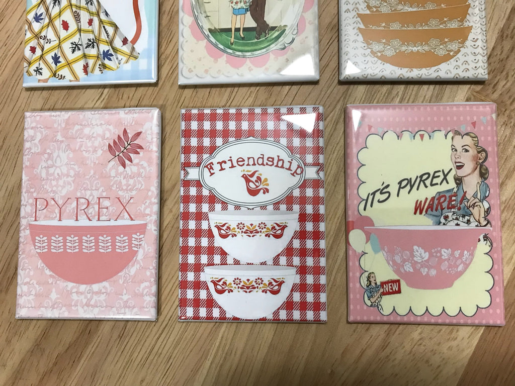 Pyrex Fridge magnets 2x3 inch Vintage Pyrex ads Set 2