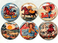 6 Cowgirl Fridge Magnets, pinbacks, flatbacks and more.  Choose your size/style. (s3)