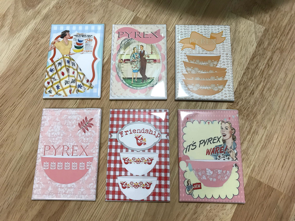Pyrex Fridge magnets 2x3 inch Vintage Pyrex ads Set 2