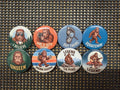 Bigfoot Buttons - 8 Sasquatch Pinbacks, flatbacks, magnets and more - 1" to 3.5" Funny Cryptid Gift - Hiking & Camping Nature Lover Gear